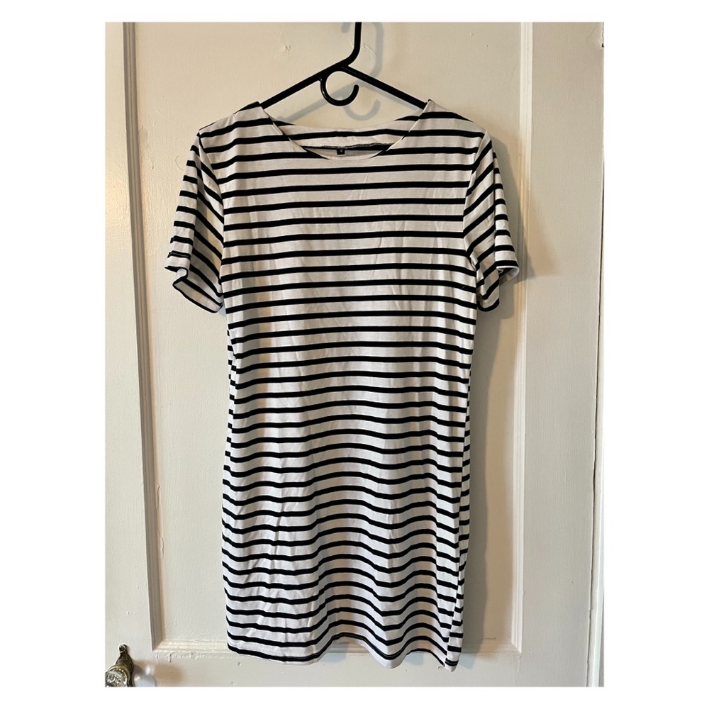 Black and white striped t shirt dress